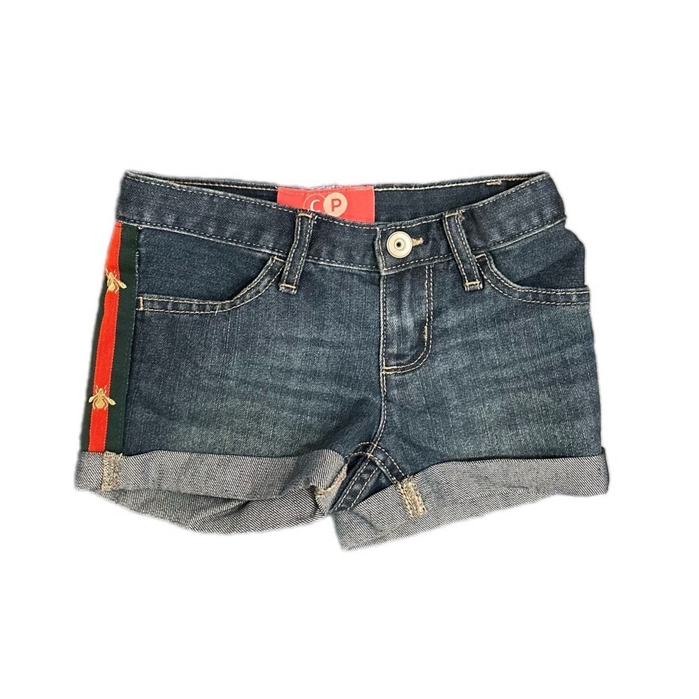 Kid’s Roll Cuff Denim Shorts W/ Bee Stripe Ribbon - Picture 10 of 10